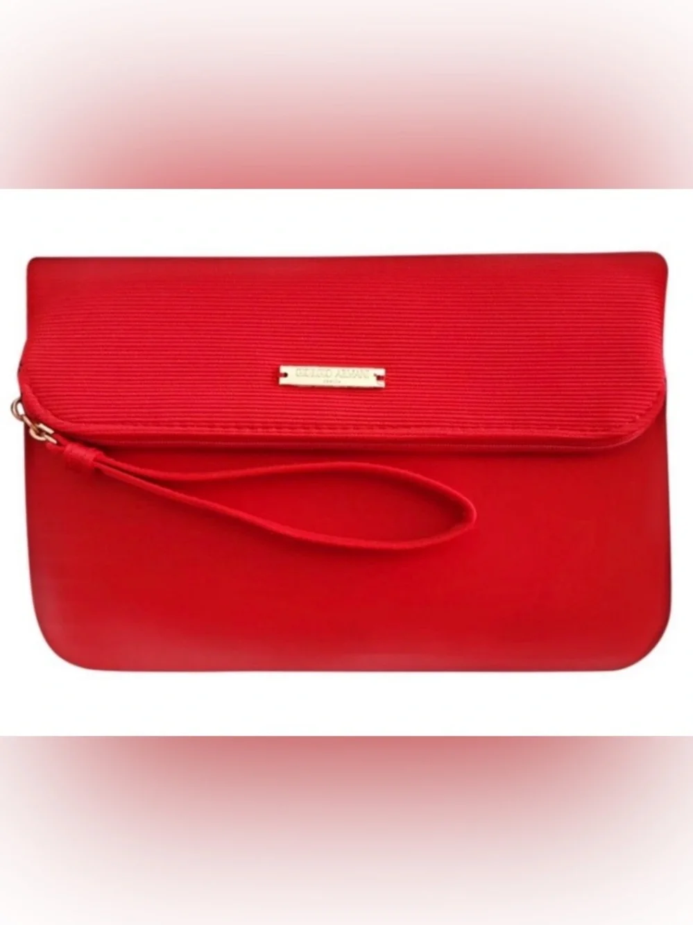 Giorgio Armani Red Wristlet Clutch with Gold Accent